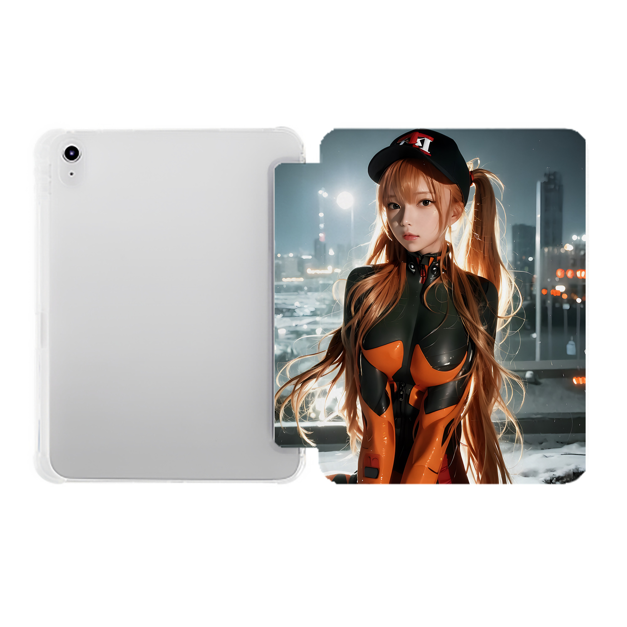 （画像用） EVA 新世紀エヴァンゲリオン IPad ケース ペン収納付き 三つ折りスタンド PUレザー×シリコン 対応機種9.5/10.5/10.9インチ